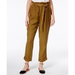 Free People high waisted linen paper bag pants